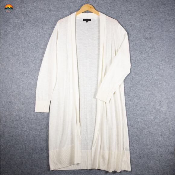 NWT Banana Republic Cardigan Sweater White Long Sleeve Open Front Women's Large - Picture 1 of 8
